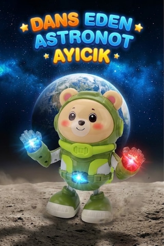 Dans Eden Astronot Ayıcık Robot - Işıklı Müzikli Ve Hareketli Uzay Temalı Eğlenceli Oyuncak Hayvanlar