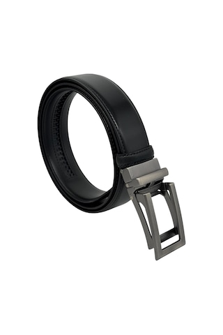Süzer Deri Siyah Suni Deri Otomatik Mekanizmalı Tokalı Deliksiz 3.5 Cm.lik Genişlik Klasik Erkek Kemer // 8201 Siyah