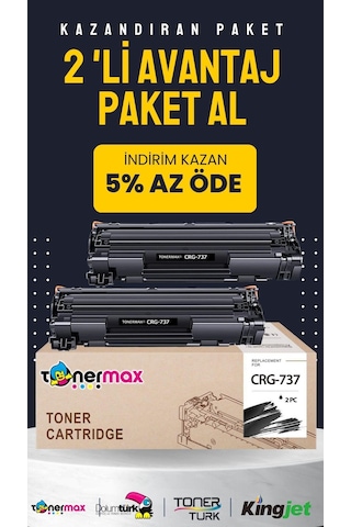 Canon Crg-737 Uyumlu Toner 2'li Paket/ Mf211 / Mf212 / Mf216 / Mf217 / Mf226 / Mf229 / Mf237
