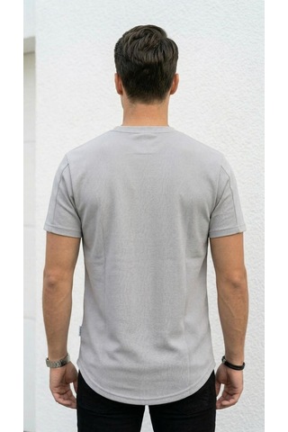 Plus Scorpion Erkek Slim Fit Basic Tişört Esnek, Terletmeyen Pike Dokulu Kumaş Gri