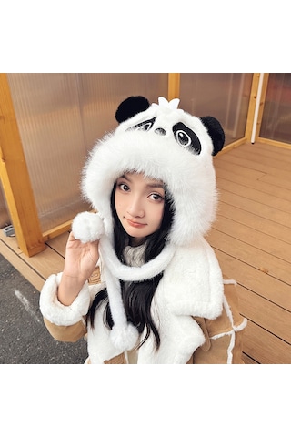 Şık Kışlık Polar Şapka, Kulaklıklı Kalın Ve Sıcak Polar Şapka, Stil 14 Beyaz