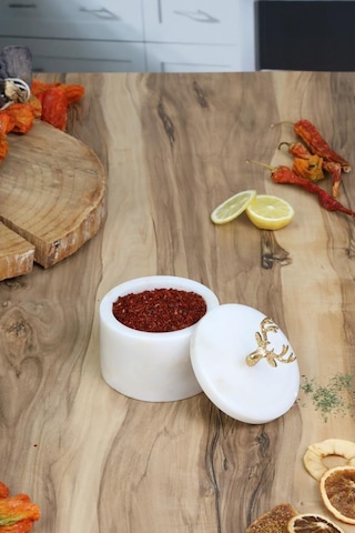 Mermer Tuzluk Baharatlık Doğal Mermer El Yapımı Mermer Baharatlık