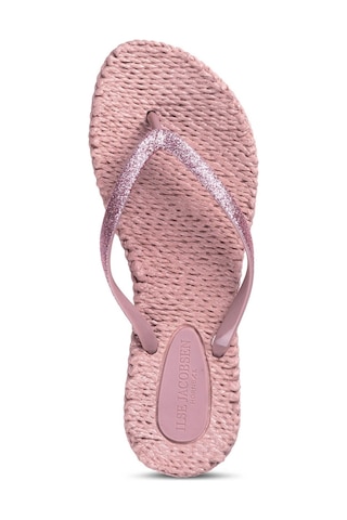 Ilse Jacobsen Misty Rose Cheerful01 - Pembe Simli Parmak Arası Terlik-6945 Pembe