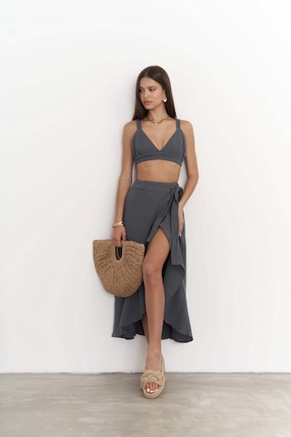 Mai Collection Mai Studios Co. Adelina Antrasit Müslin Crop-etek Takım Antrasit
