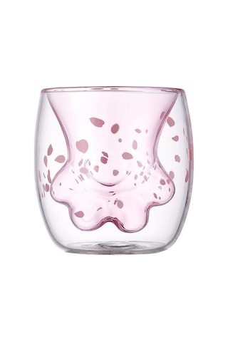 Kedi Pençe Kupası Yaratıcı Cam Çift Katmanlı Kahve Süt Kupası Kiraz Çiçeği Toz Ev Şeffaf Yalıtım Cam Su Kupası Kupalar Pembe Altın