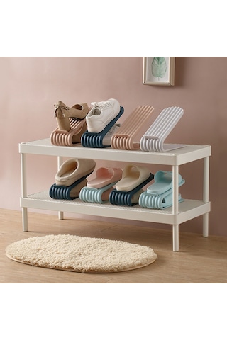Kosona Gri İki Katlı Ayarlanabilir Ayaklık Depolama Rahati - Ev Ve Dormitory İçin Organize Edici Terlik/spor Ayakkabı Rafı Diğer