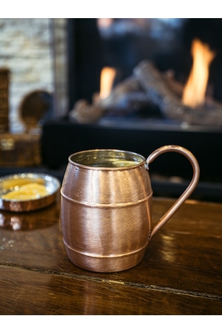 Bakır Bardak Fıçı Model 2'li Mat Bakır Renk