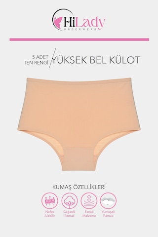 Kadın Külot, Çok Renkli Yüksek Bel Külot, Pamuklu Yumuşak Kumaş, Çoklu Paket, Karışık Renkli Ten