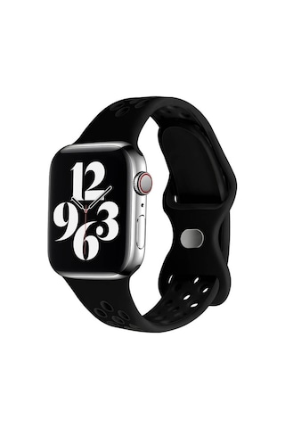 Wozlo Apple Uyumlu Watch 1, 2, 3, 4, 5, 6, 7, 8, Se Nike Serisi Silikon Kordo S-m Beden 38/40/41mm - Siyah
