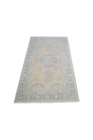 Zehra Abla Halı Vintage El Dokuma Açık Turuncu Nadir Pastel Uşak Yün Halı 7196 Çok Renkli