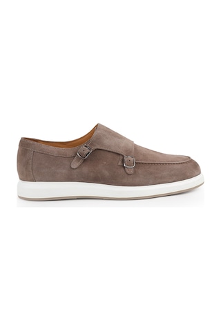 Lbr H1010 Hakiki Deri Monkstrap Loafer Erkek Süet Üst, Ortopedik Hafif Eva Taban, Casual Günlük Vizon