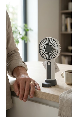 Mini El Fanı Siyah-beyaz Kompakt Tasarımlı, Usb Şarjlı Güçlü Taşınabilir Vantilatör Fan-pl121