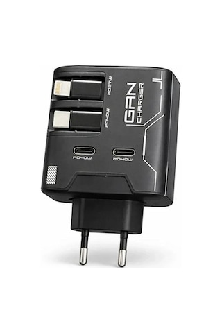 Gan+ Pd 40w Hızlı Şarj Adaptörü Çoklu Çıkış Usb-c Lightning Kablolu Hızlı Şarj Cihazı Ev Ofis Uyumlu Siyah Diğer