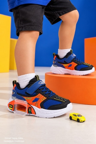 Muggo Drift Garaj Tabanlı Çift Metal Arabalı Cırtlı Ve Bağcıklı Günlük Erkek Çocuk Sneaker Spor Ayakkabı Mavi