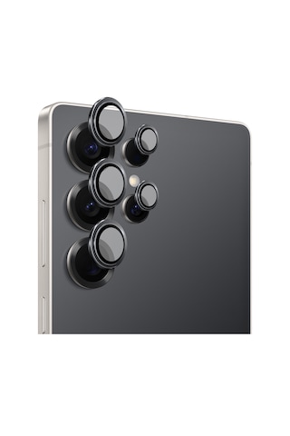 Safeus Safir Temperli Kamera Lens Koruyucu, Samsung Galaxy S25 Ultra İle Uyumlu Siyah