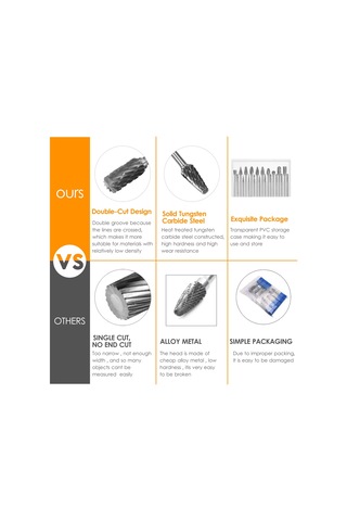 Hallow 1/8" Çift Kesim Karbür Döner Çapak Seti Şaft 20 Adet