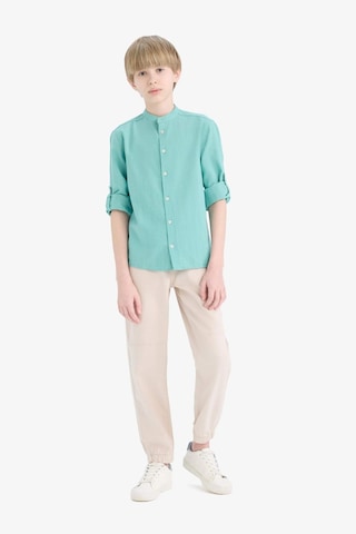 DeFacto Erkek Çocuk Dik Yaka Keten Görünümlü Uzun Kollu Gömlek Z1035A625SMGN1106