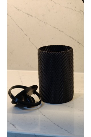 Modern Geometrik Dokulu Masaüstü Çöp Kovası - 18 Cm Siyah