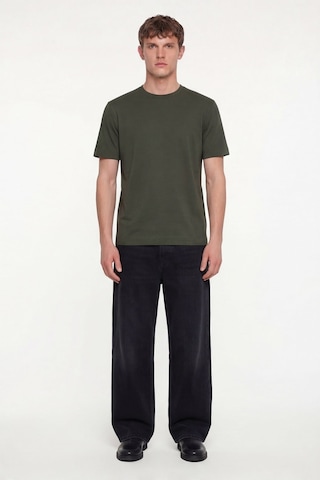 Sabri Özel Erkek Koyu Yeşil Normal Kesim Regular FitPamuk Dokuma Bisiklet Yaka Basic T-shirt