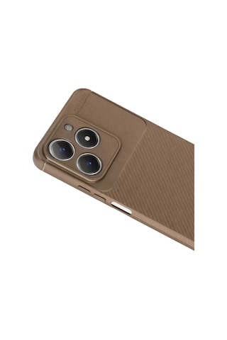 Newface Realme C61 Kılıf Auto Focus Karbon Kapak - Kahverengi