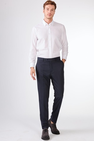 Dufy Lacivert Armürlü Slim Fit Casual Takım Elbise Lacivert