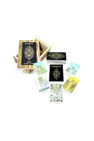 Ahşap Tarot Kutulu Masa Oyunu 78 Kartlı Tarot Kartları Oyun Seti