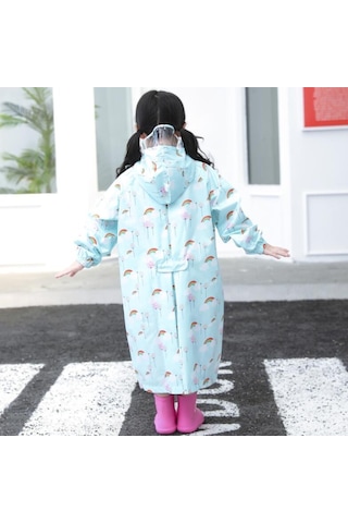 Karikatür Çocuk Suya Dayanıklı Yağmurluk Mavi