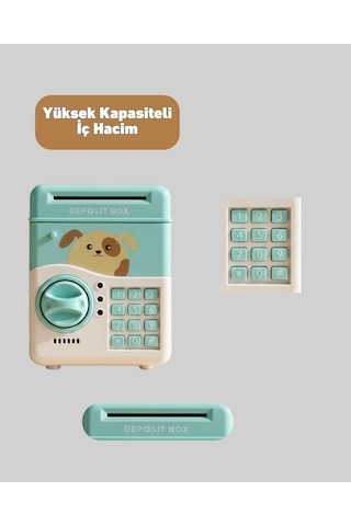 Su Yeşili Atm Kasa Görünümlü Elektronik Şifreli Çocuk Kumbarası Diğer