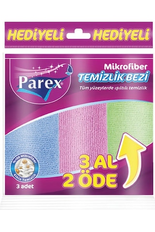 Parex Mikrofiber Temizlik Bezi 3 Adet Çok Renkli