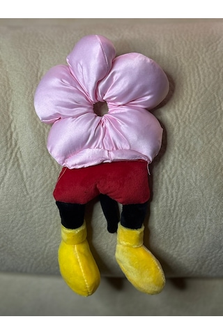 Mickeyy Mouse Figürlü Saten Puantiyeli Scrunchie Simit Toka - Çılgın Topuz Tokası Açık Pembe