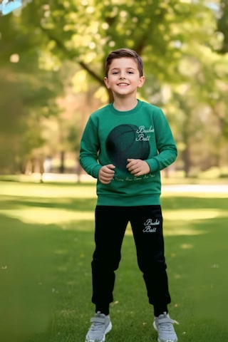 Basketball Yazı Desenli Yeşil Renk Erkek Çocuk Eşofman Takımı Yeşil