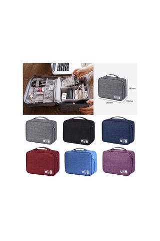 Yifomall Siyah Elektronik Aletler Çantası - Kablolar, Powerbank, Usb, Kulaklık Ve Dijital Aksesuarlar İçin Taşınabilir Depolama Çantası