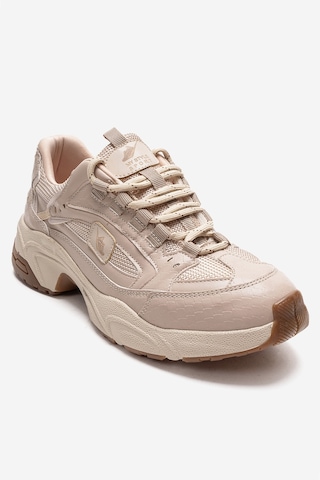 Luvishoes Letty Bej Baskı Fileli Kadın Spor Ayakkabı Bej
