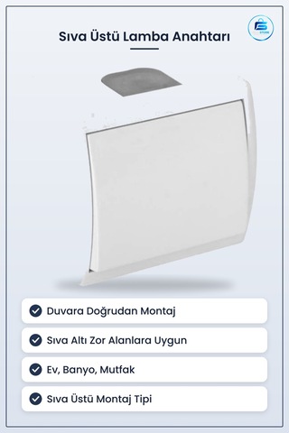 Sıva Üstü Anahtar Lamba Ev Banyo Mutfak Elektrik Tesisat Malzemes