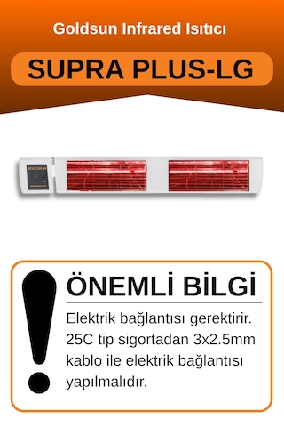 Supra Plus 3000 Watt Gss30plg Düşük Işık Kumandalı Suya Dayanıklı Elektrikli İnfrared Isıtıcı-beyaz