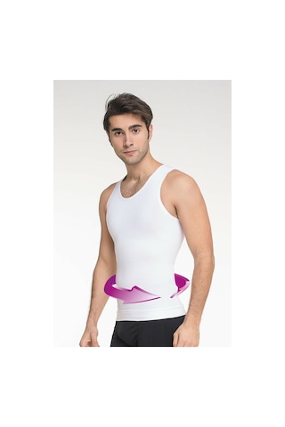 Form Angel Premium Erkek Atlet Korse Bel Göğüs Göbek Jinekomasti Toparlayıcı Sıkılaştırıcı Dik Duruşa Yardımcı Beyaz Korse Beyaz