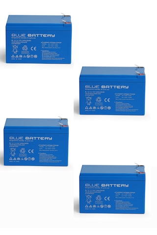 4 Adet Blue Battery 12v 12ah Bakımsız Kuru Akü 2026 Ocak Üretim