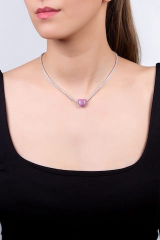 Pembe Kalp 18 Ayar Beyaz Altın Kaplama Gümüş Charm