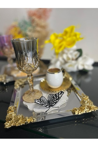 Plt Design 6'lı 3 Boyutlu Kelebek Desenli Nakış Işleme Keten Çay,kokteyl Ve Kahve Yanı Sunum Peçetesi Şeffaf
