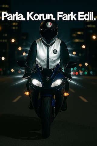 Xmlbayiciniz Ayrex Motosiklet Reflektörlü Yelek, Su Geçirmez, Full 3m Reflektör, Siyah-beyaz, L Beden Genel