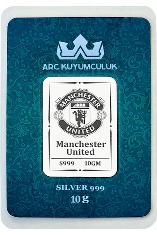 Hediyeye Özel 10 Gram Manchester United Temalı 999 Ayar Gümüş İle Üretilmiş Gümüş Külçesi-745