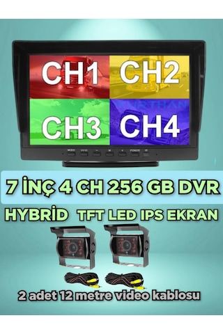 2 Adet Ledli Metal Kasa Kamera Ve 7 İnç Dvr Monitör Seti