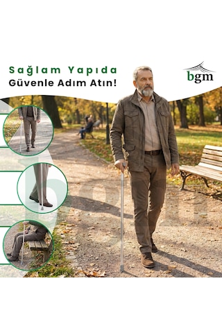 Baston Ayarlanabilir Denge Bastonu - Açık Gri - Alüminyum Yüksek Kalite