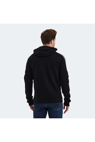 Slazenger VALERYA Erkek Fermuarlı Kapüşonlu Cepli Siyah Sweatshirt