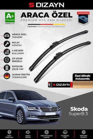 S-dizayn Skoda Superb Ön Cam Silecek Seti 2015-2023 Premium Araca Özel 65-45 Cm A+ Kalite