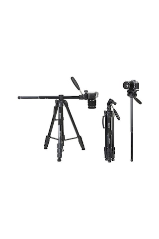 Jmary KP2294 Tripod 164 cm 3 Kademeli Çok Fonksiyonlu Profesyonel - ZORE-262651 Siyah