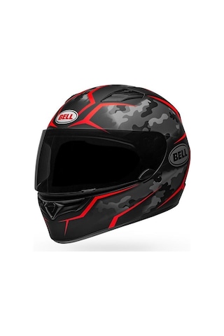 Bell Qualifier Stealth Camo Kapalı Kask (Mat Siyah-Kırmızı)