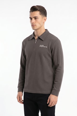 Opınıon Erkek Spor Polo Yaka Petek Dokulu Sweatshırt Bgl-st05442 Vizon