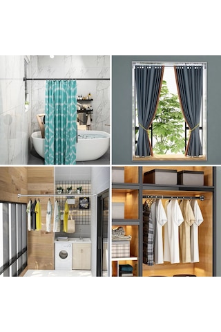 Kaymaz Yay Gerilim Perdahı 12 İle 18 İnç Arası Genişletilebilir Perde Çubuğu Delme Yok, Paslanmaz Banyo Dolabı Asma Direği Pencereler Veya Duş Banyo İçin Beyaz