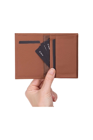 Bloominbag Bloomcard Verta Desert Tan Hakiki Deri Dikey Kartlık kahverengi